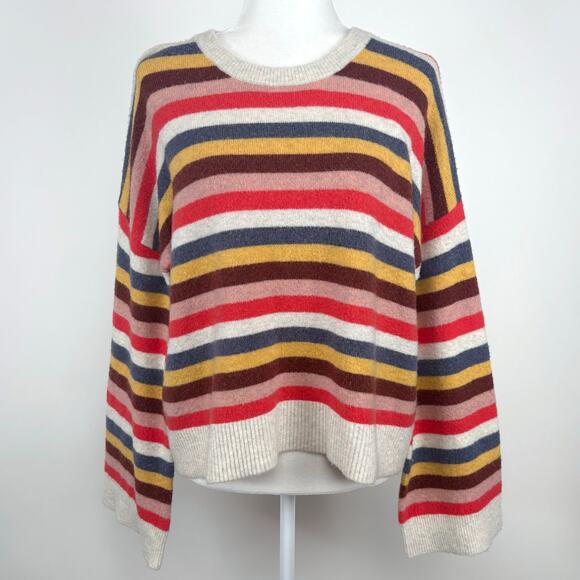 Madewell Cardiff Striped Crewneck Sweater in Coziest Yarn Size Medium Rainbow - Picture 2 of 9